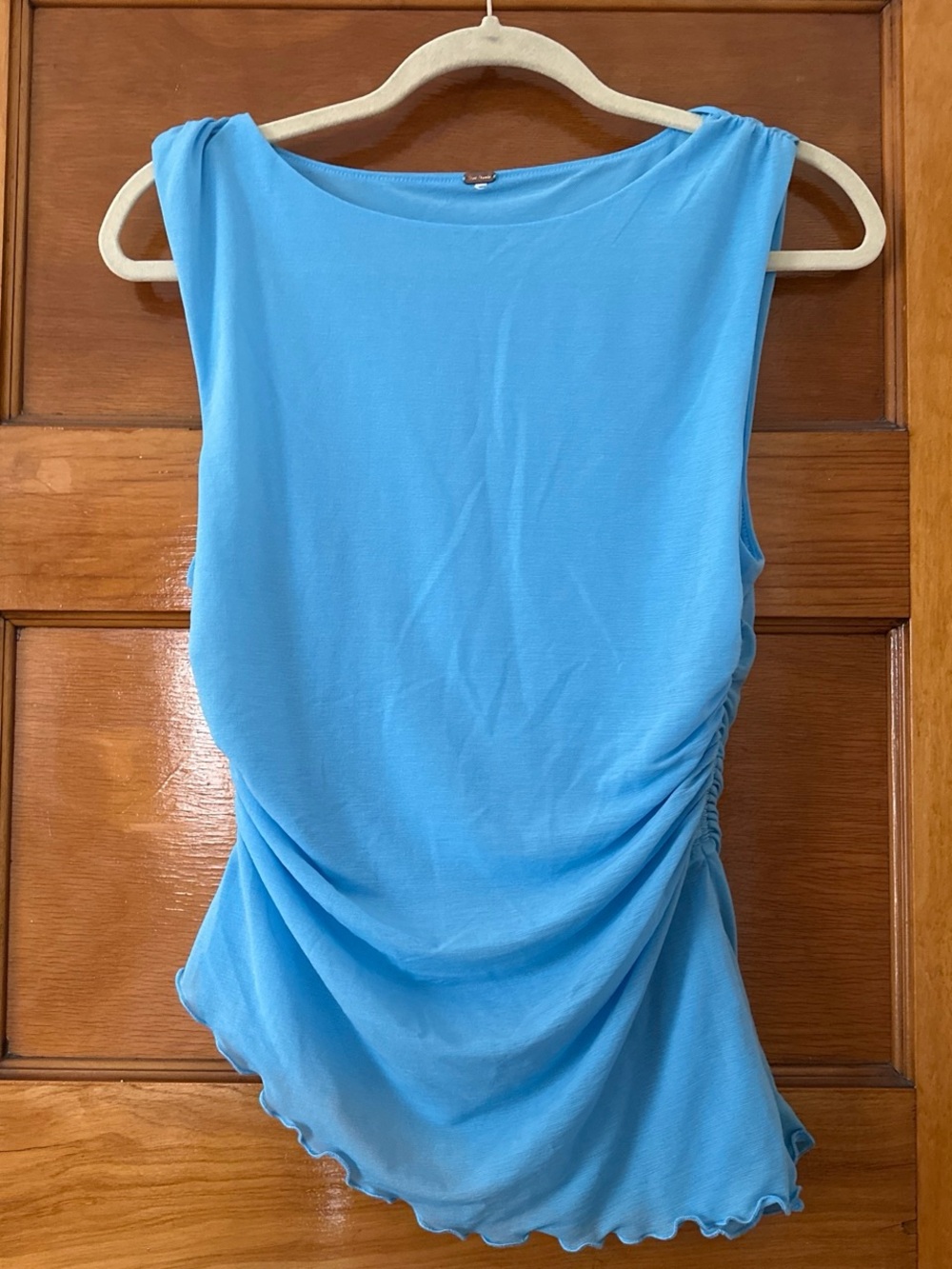 Free people Blue ruched tank top